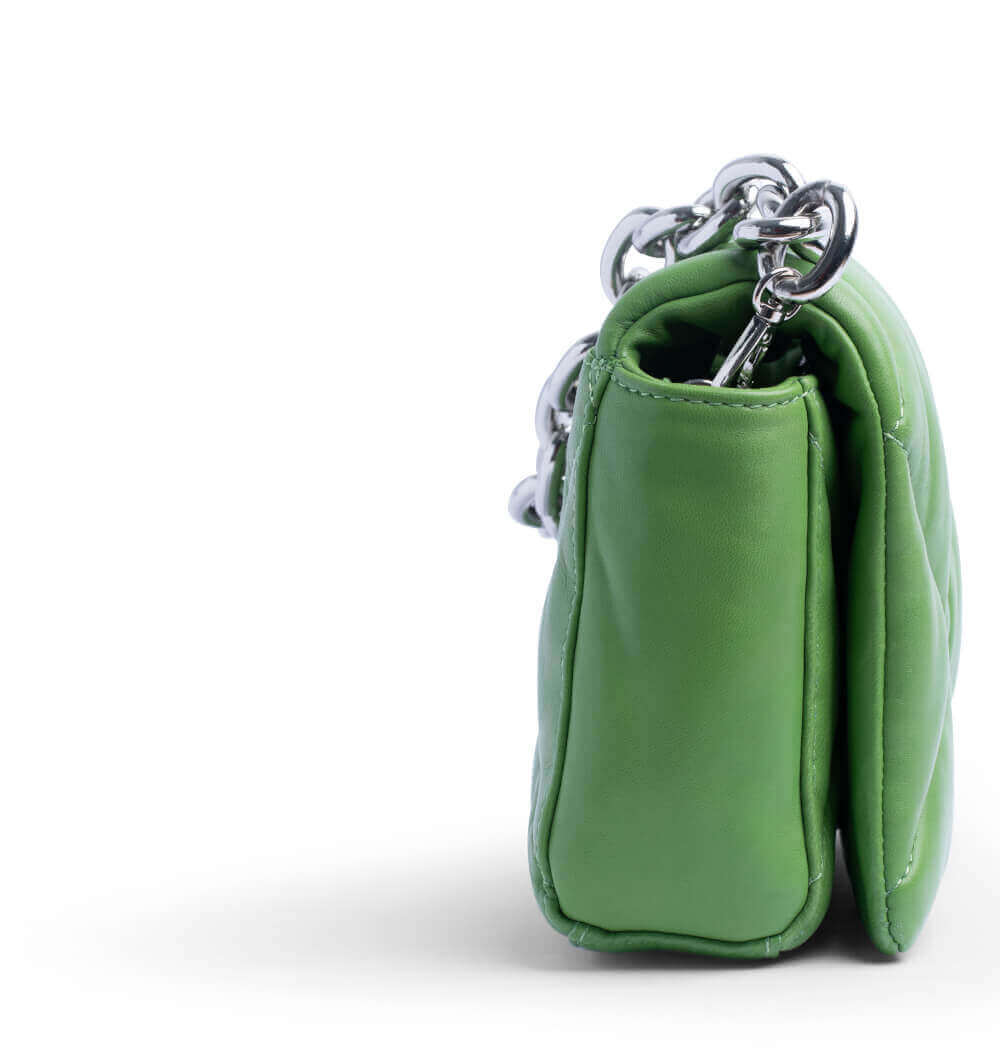 Bolso Shopper Acolchado con Solapa Verde | Stand Studio