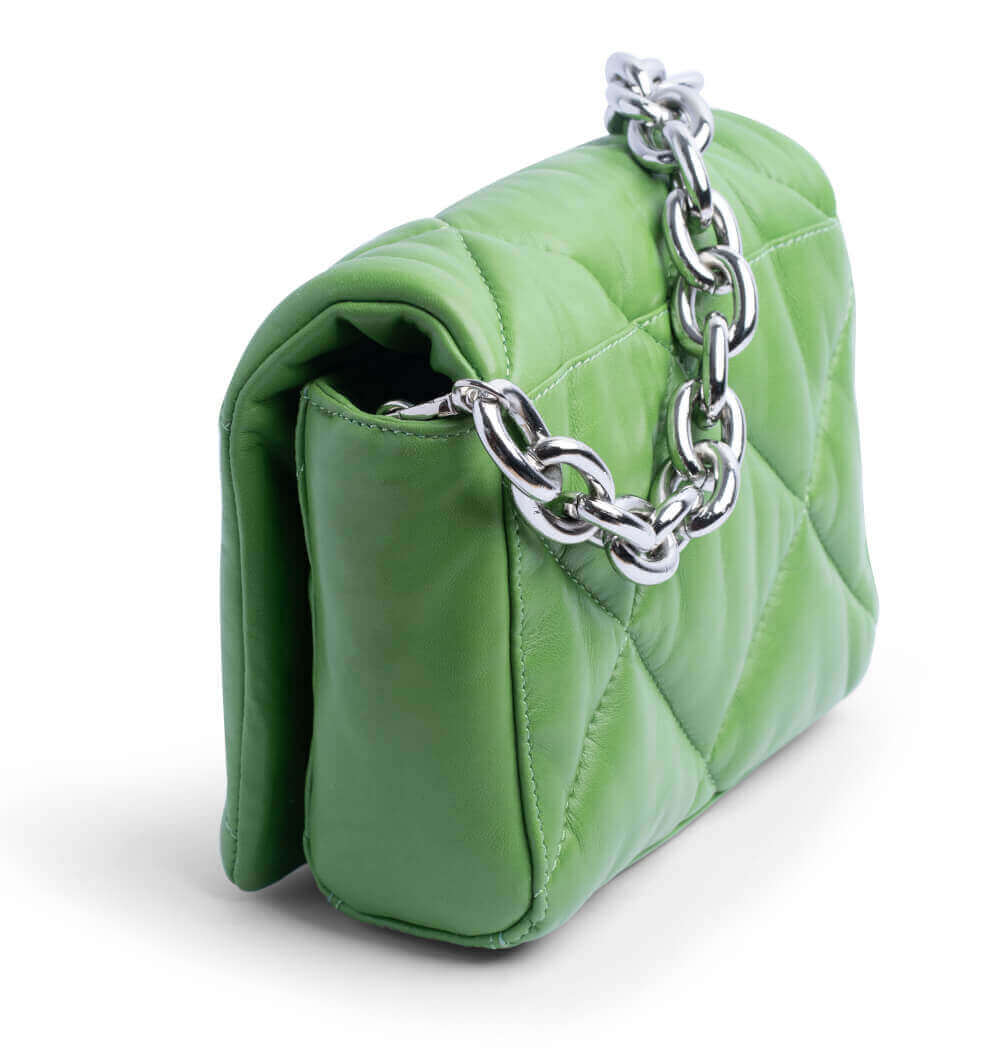 Bolso Shopper Acolchado con Solapa Verde | Stand Studio
