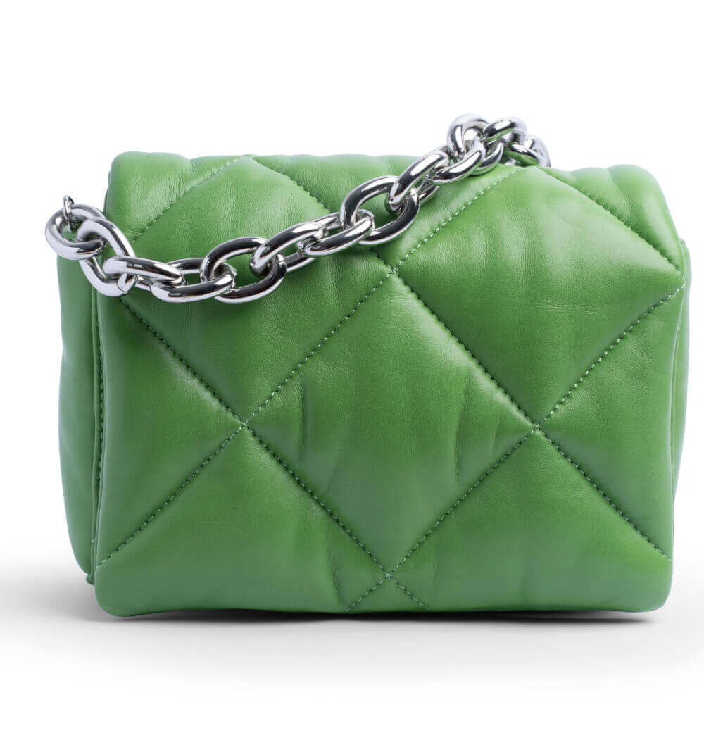 Bolso Shopper Acolchado con Solapa Verde | Stand Studio