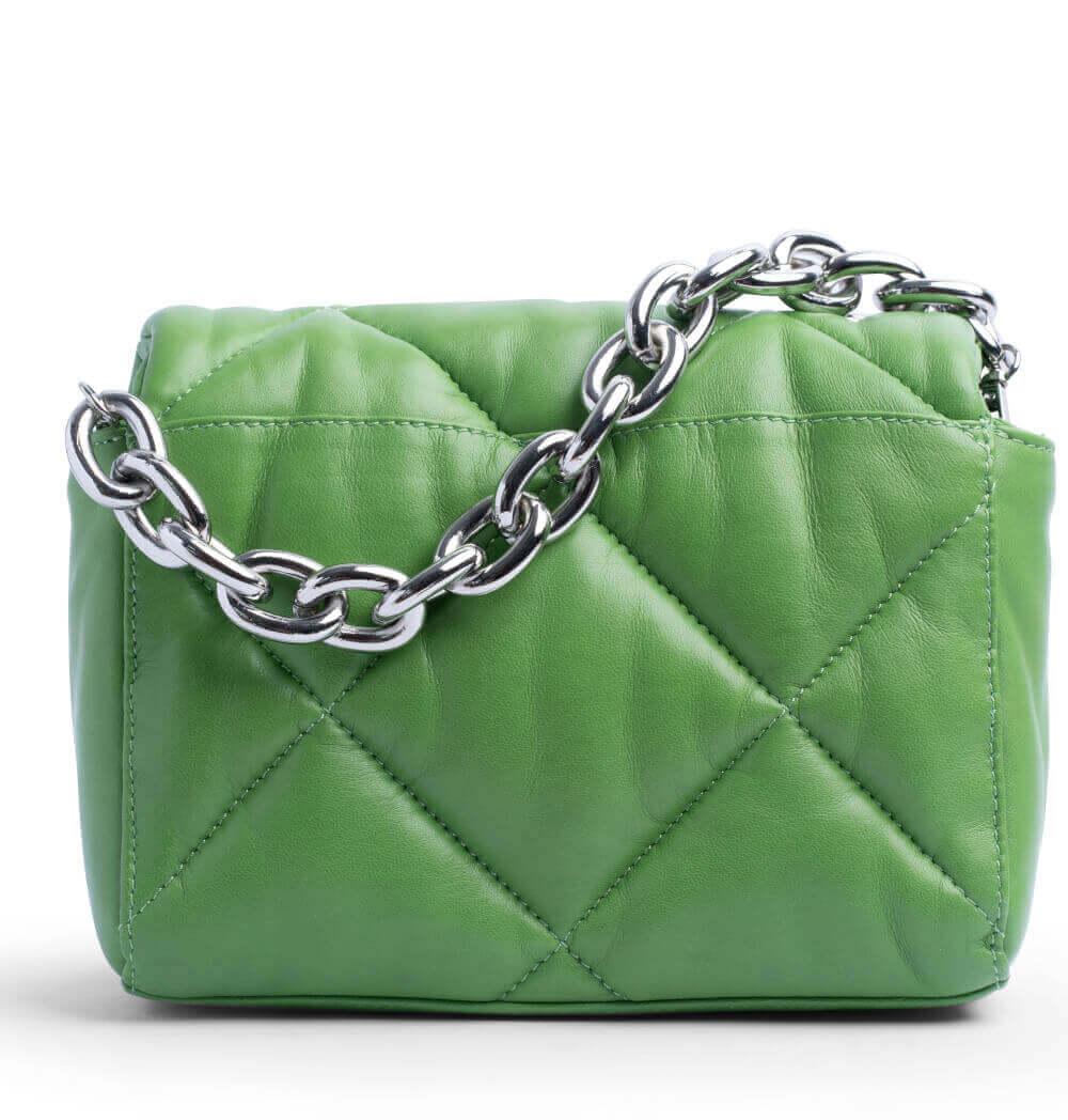 Bolso Shopper Acolchado con Solapa Verde | Stand Studio